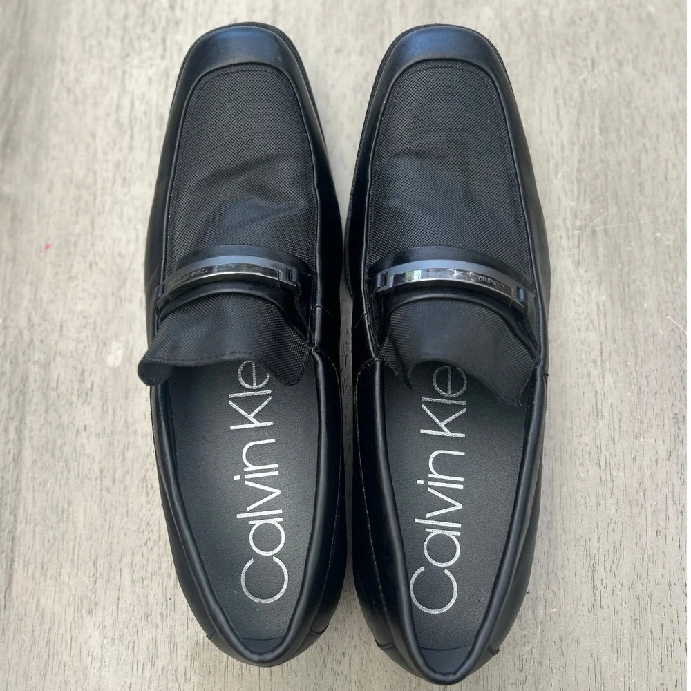 Calvin Klein Ernest Mens Black Square Toe Bit Loafer Dress Shoes 13 34F9143